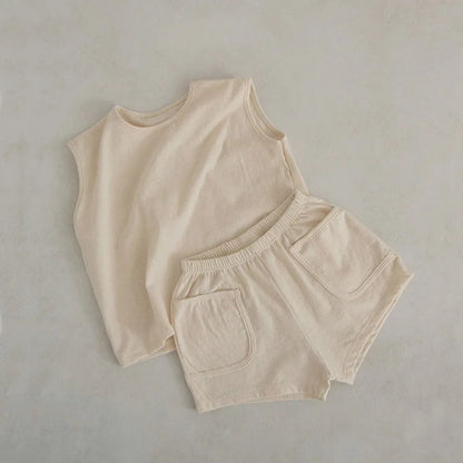 Summer Cotton Toddler Set – Tank Top & Shorts for Boys